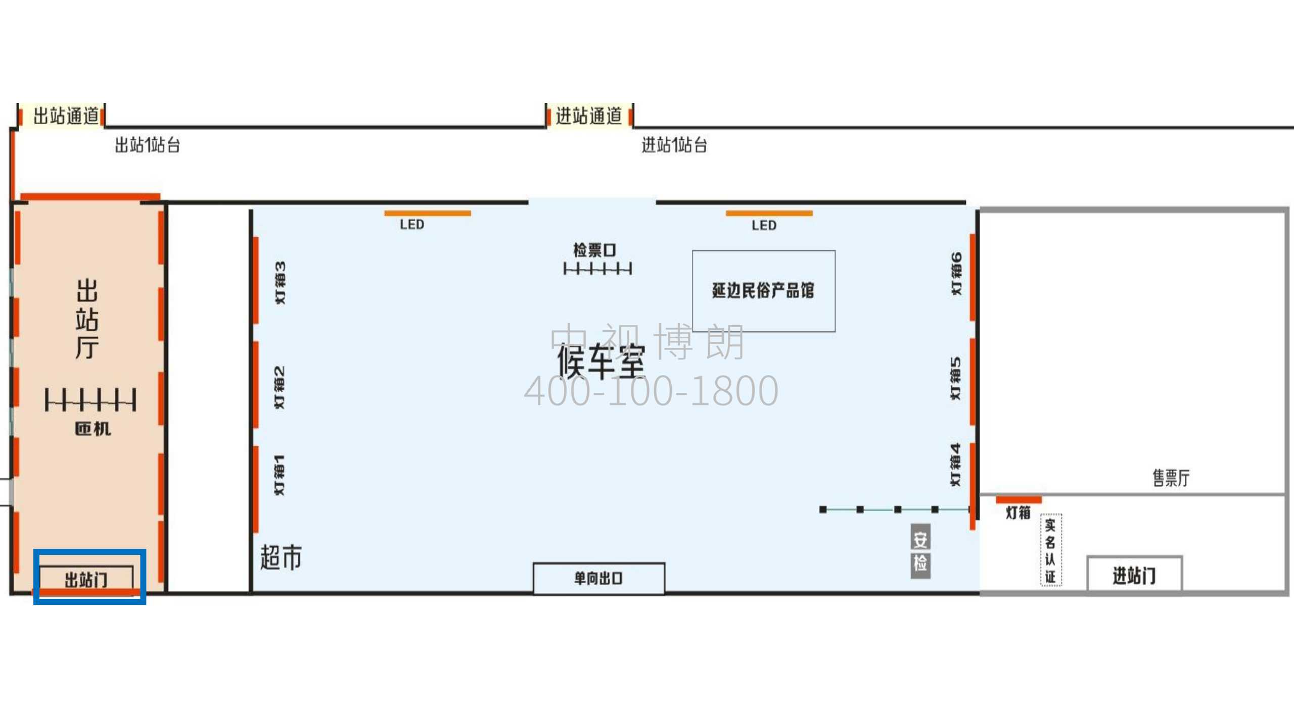 Реклама на вокзале Янцзы-Выходная дверь, световая коробка 2.Точечная диаграмма
